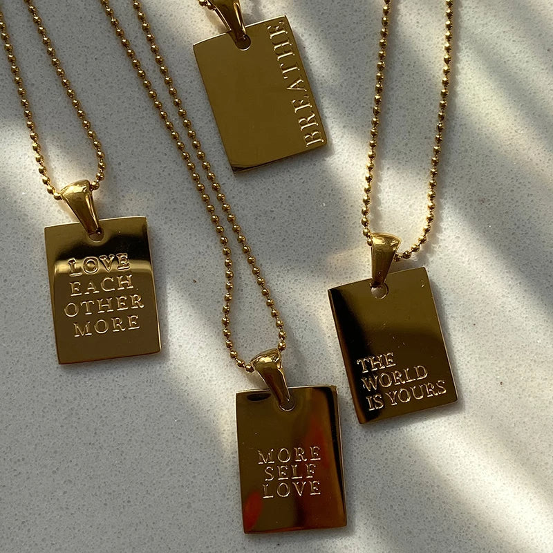 Affirmations - Engraved Gold Motivational Tag Necklace - Image 8