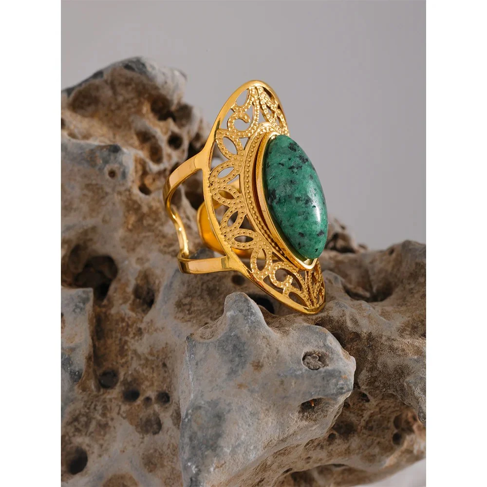Bringer of Calm - Adjustable Ring with Natural Jasper - Image 4