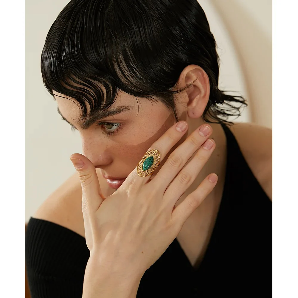 Bringer of Calm - Adjustable Ring with Natural Jasper - Image 5