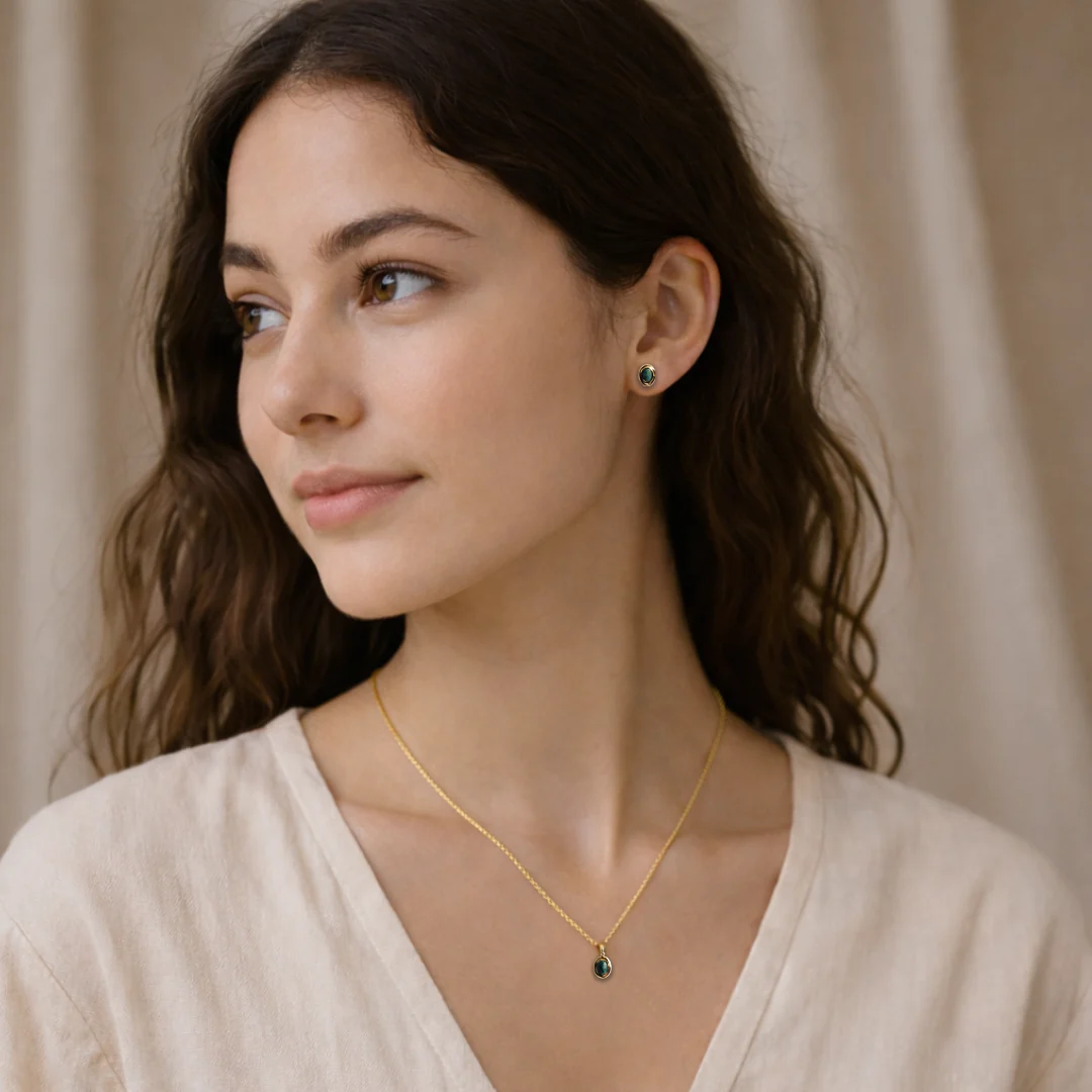 Calm Within – Dainty Amazonite Necklace & Earrings Set - Image 2