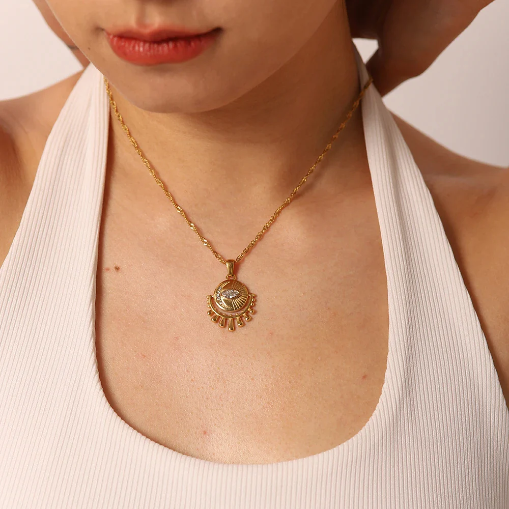 Celestial Unity - Gold Evil Eye Necklace - Image 2