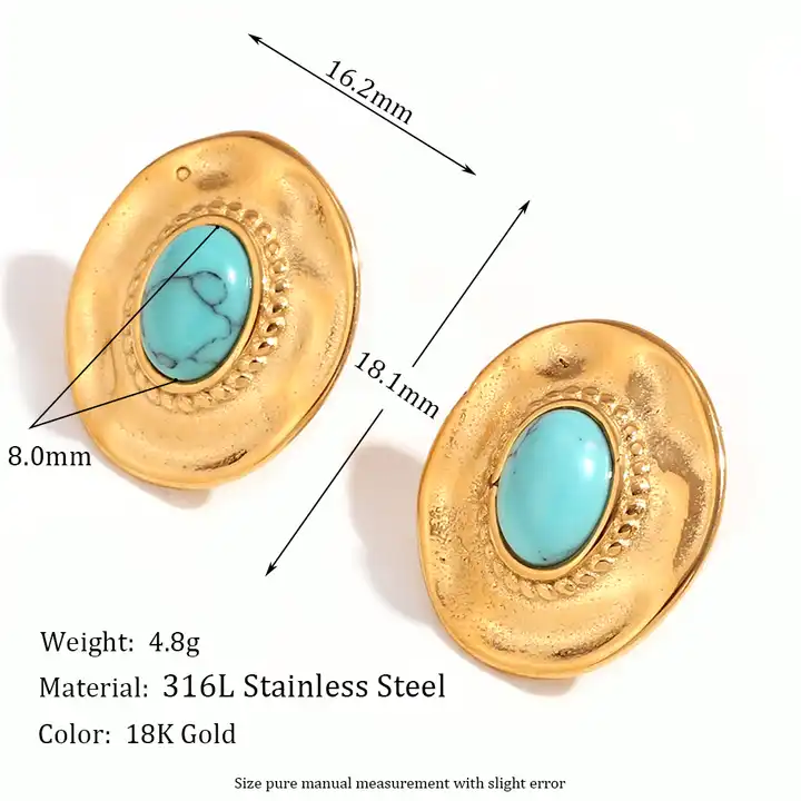Confidence and Happiness - 18k Stud Earrings with Lapis Lazuli and Turquoise - Image 7