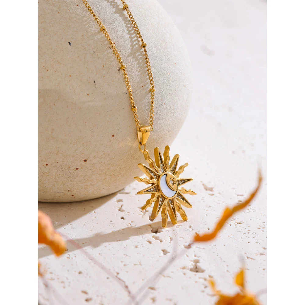 Cosmic Optimism - Sun Gold Necklace with Crystals - Image 3