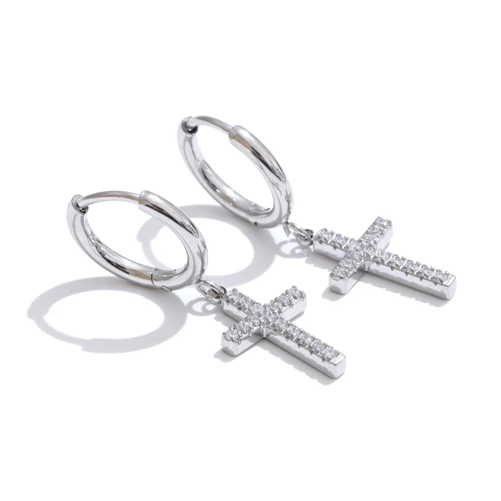 Dainty Cross Earrings - Image 3