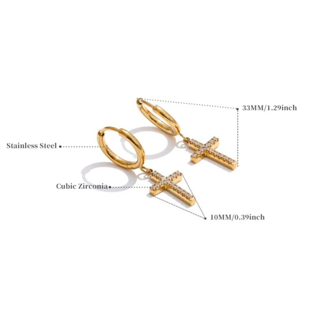 Dainty Cross Earrings - Image 5