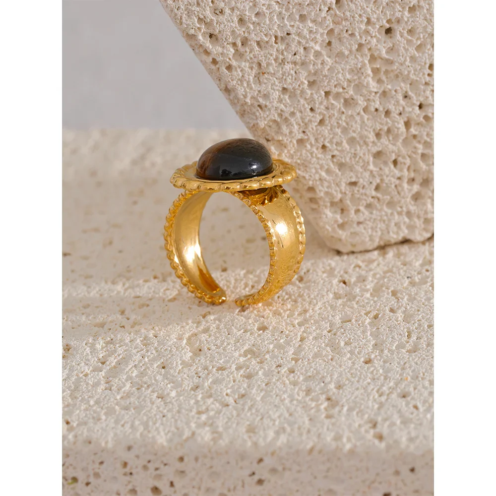 Discipline and Willpower - Open Ring Tiger's eye Green Jasper - Image 4