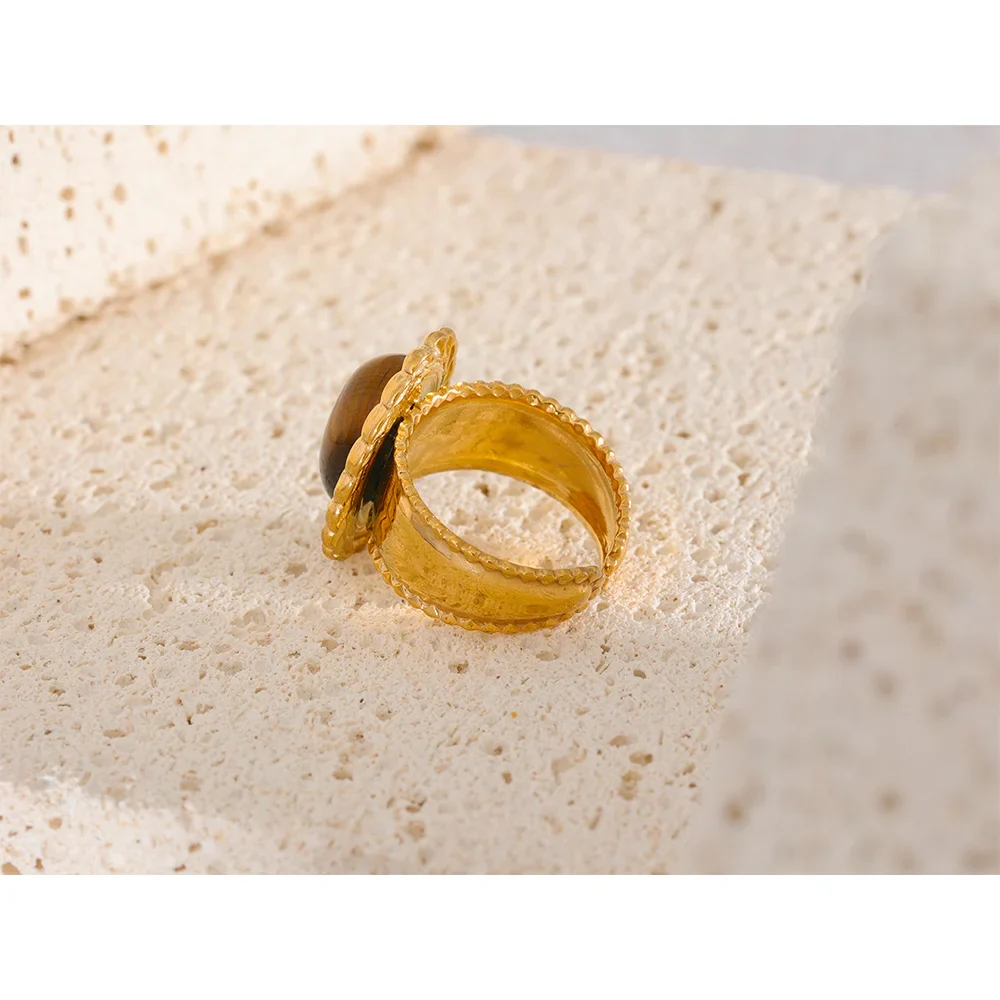 Discipline and Willpower - Open Ring Tiger's eye Green Jasper - Image 5
