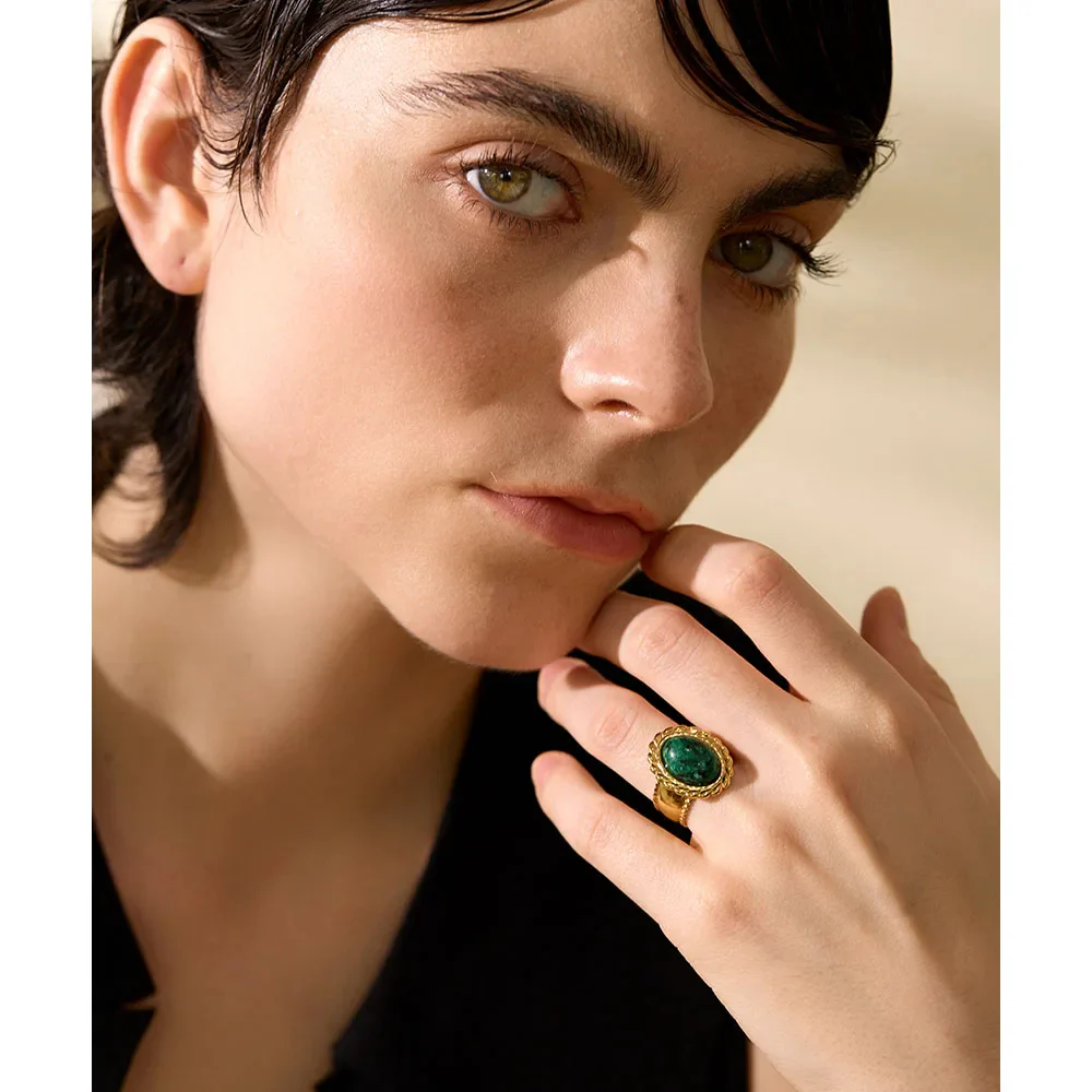 Discipline and Willpower - Open Ring Tiger's eye Green Jasper - Image 6
