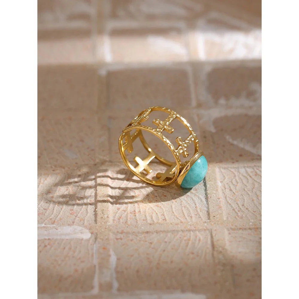 Energy - Gold Open Ring with Amazonite - Image 4