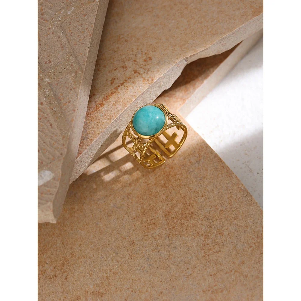 Energy - Gold Open Ring with Amazonite - Image 5