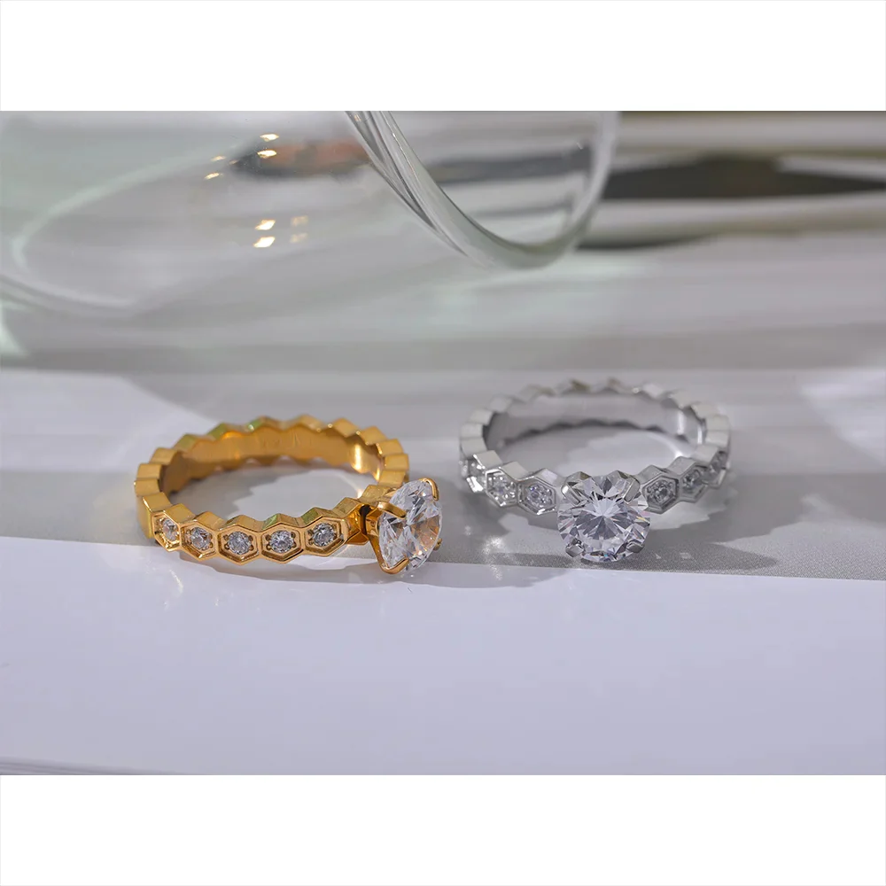 Eternity Ring - Honeycomb Crystal Ring Gold/Silver - Image 3