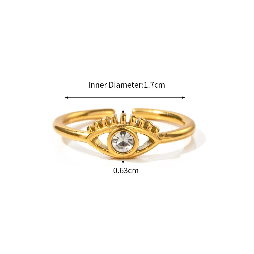 Evil Eye Gold Adjustable Ring with Crystal - Image 4