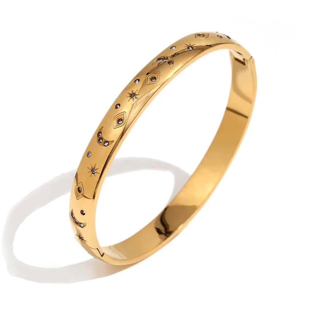 Evil Eye - Gold | Sailver Bangle Bracelet - Image 3