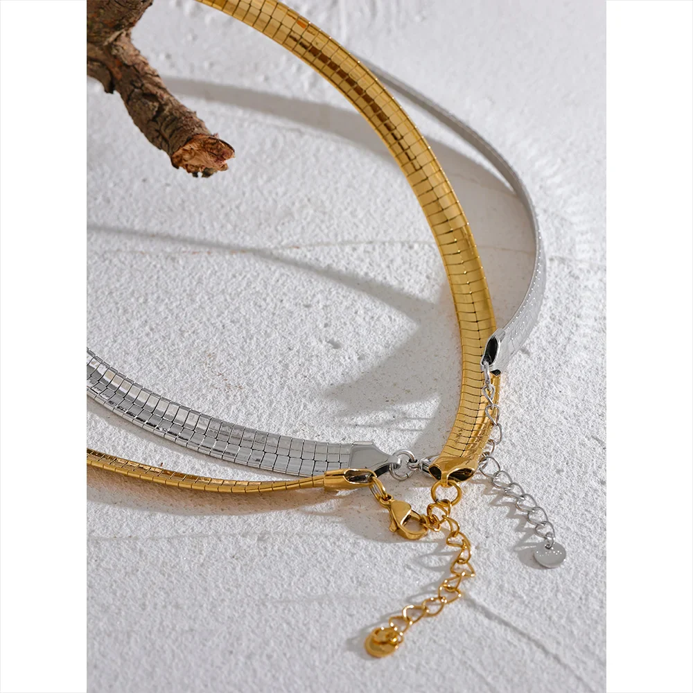 Gold Flat Snake Choker Necklace - Image 2