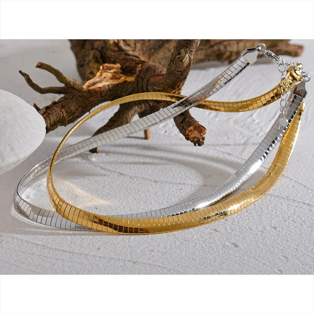 Gold Flat Snake Choker Necklace - Image 7