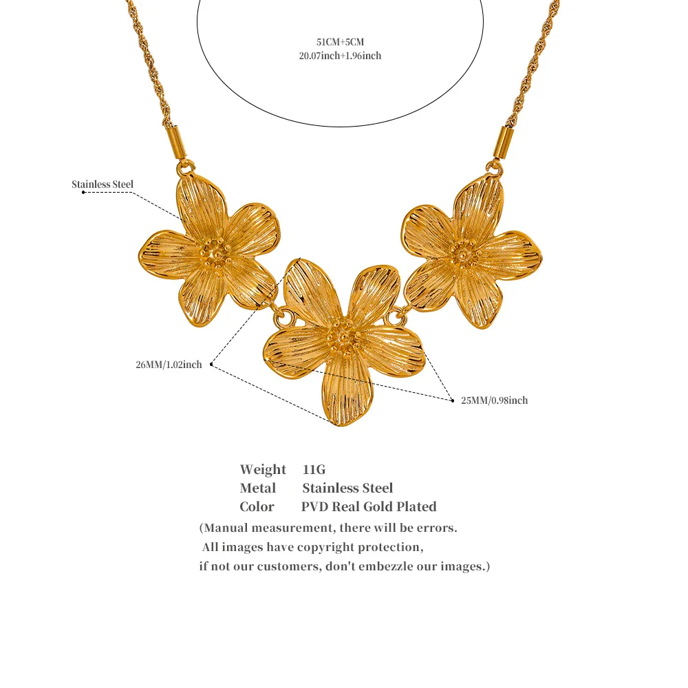 Golden Blossom: 18K Gold Flowers Necklace - Image 4