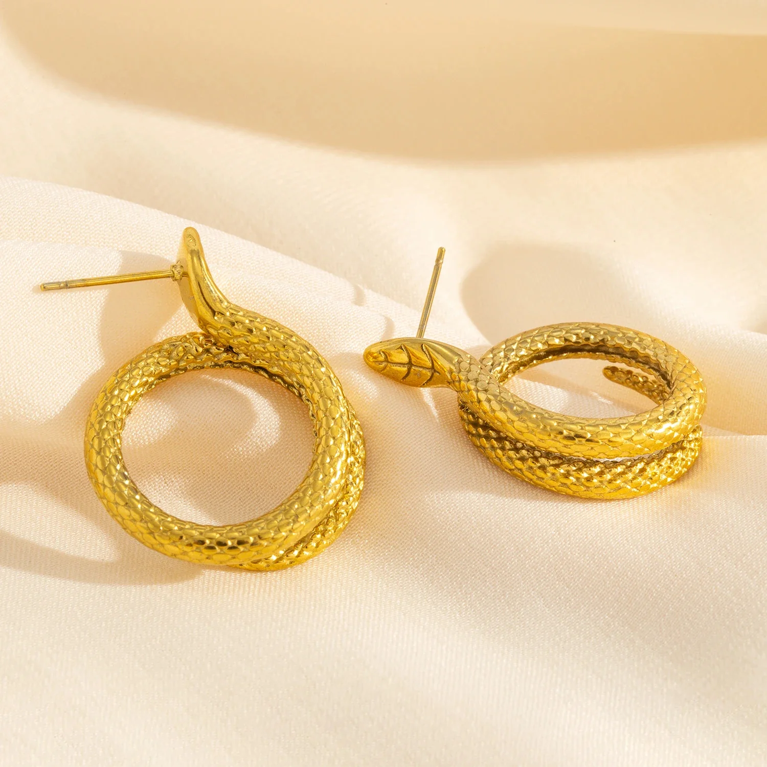 Snake Stud Earrings Gold / Silver - Image 3