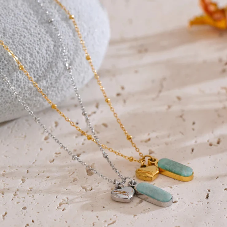 Heart & Stone - Dainty Amazonite Necklace - Image 3