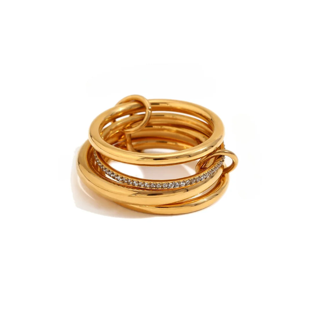 Loop the Loop Rings with Crystals Gold / Silver - Image 4