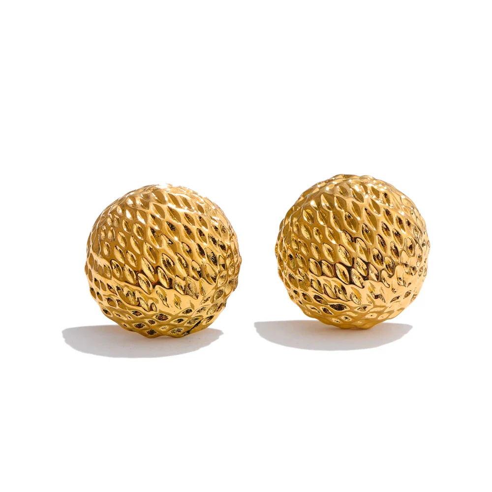 Mirelle - Textured Stud Earrings Gold Silver