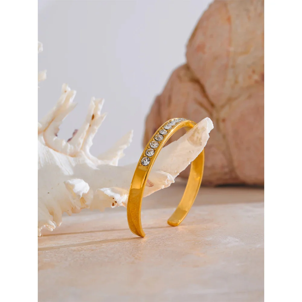 Nova Glow - Gold Crystal Cuff Bracelet - Image 3