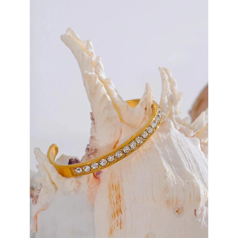 Nova Glow - Gold Crystal Cuff Bracelet - Image 6