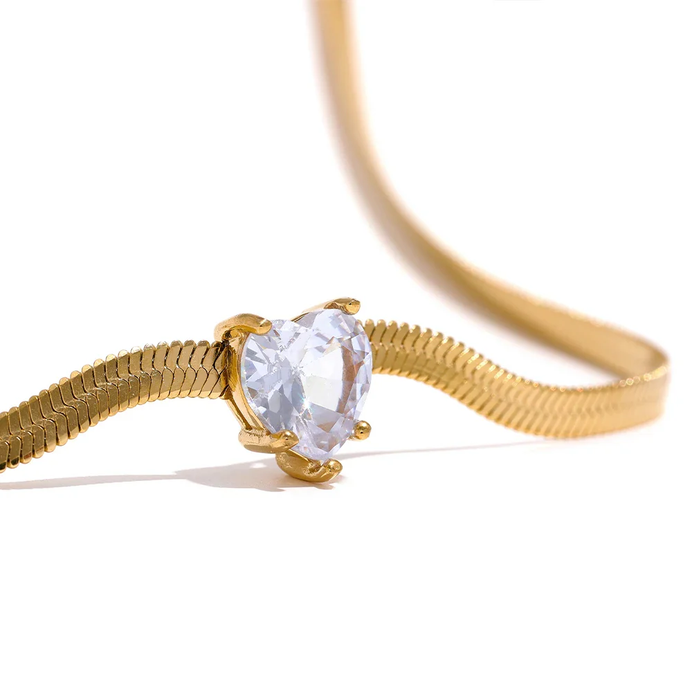 Nova Glow - Heart Crystal Herringbone Chain Necklace - Image 5