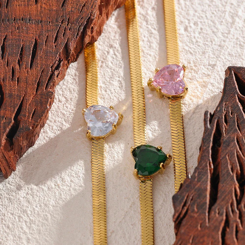Nova Glow - Heart Crystal Herringbone Chain Necklace - Image 6