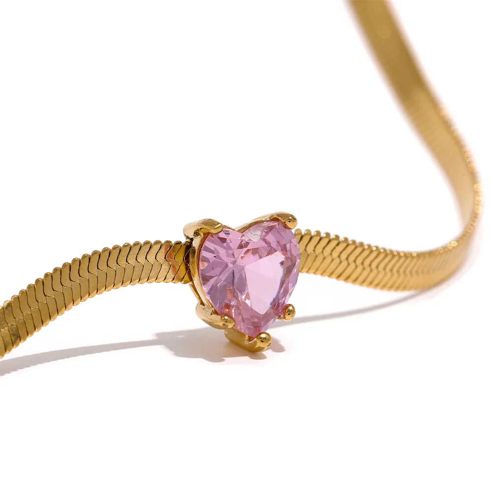 Nova Glow - Heart Crystal Herringbone Chain Necklace - Image 8