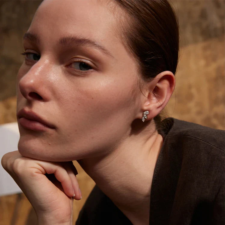 Nova Glow - Stud Wings Earrings with Crystals - Image 2