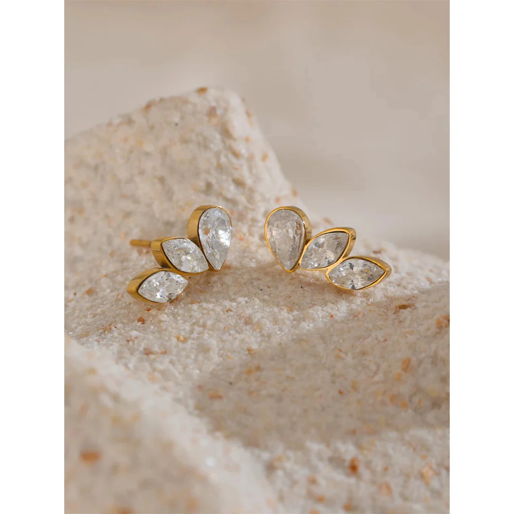 Nova Glow - Stud Wings Earrings with Crystals - Image 5
