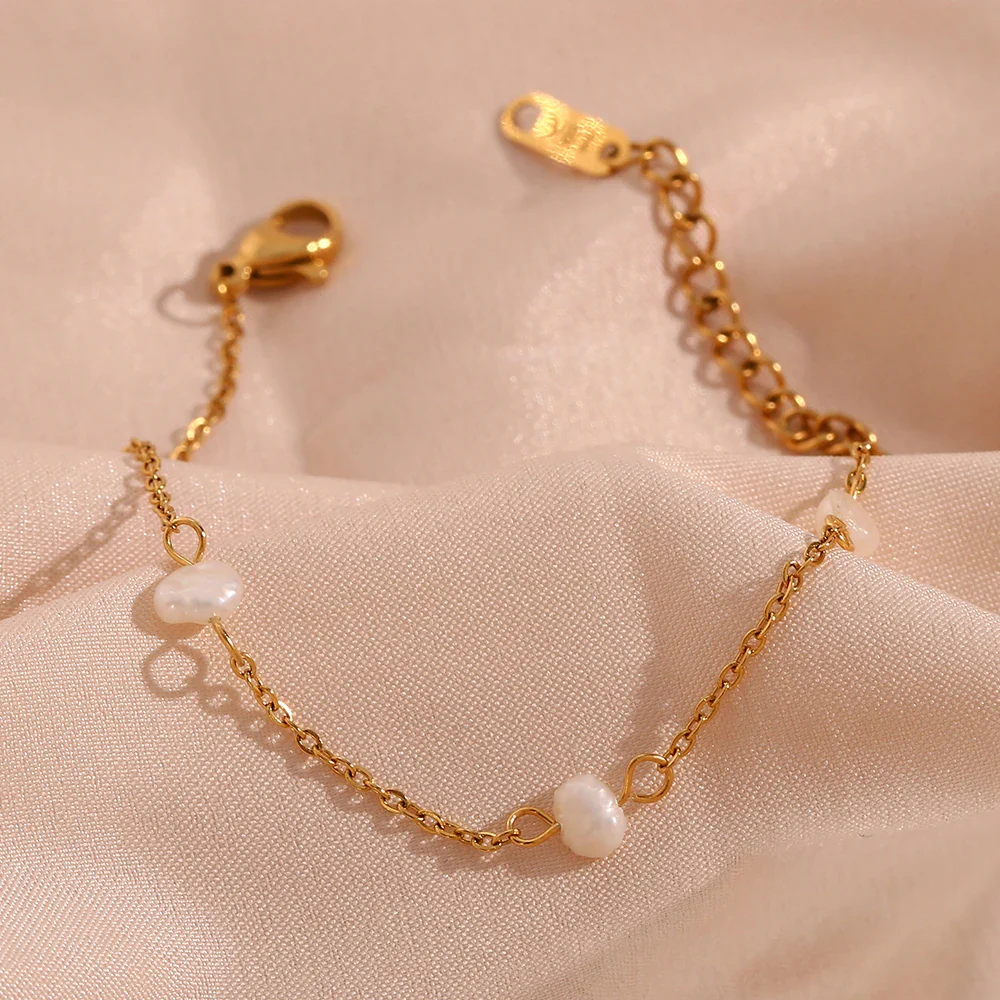 Ocean Treasures - Gold Pearl Necklace and Bracelet - Image 3