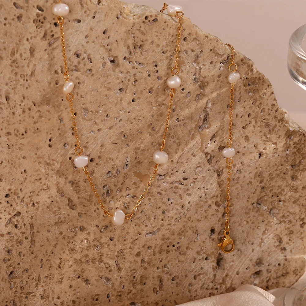 Ocean Treasures - Gold Pearl Necklace and Bracelet - Image 4
