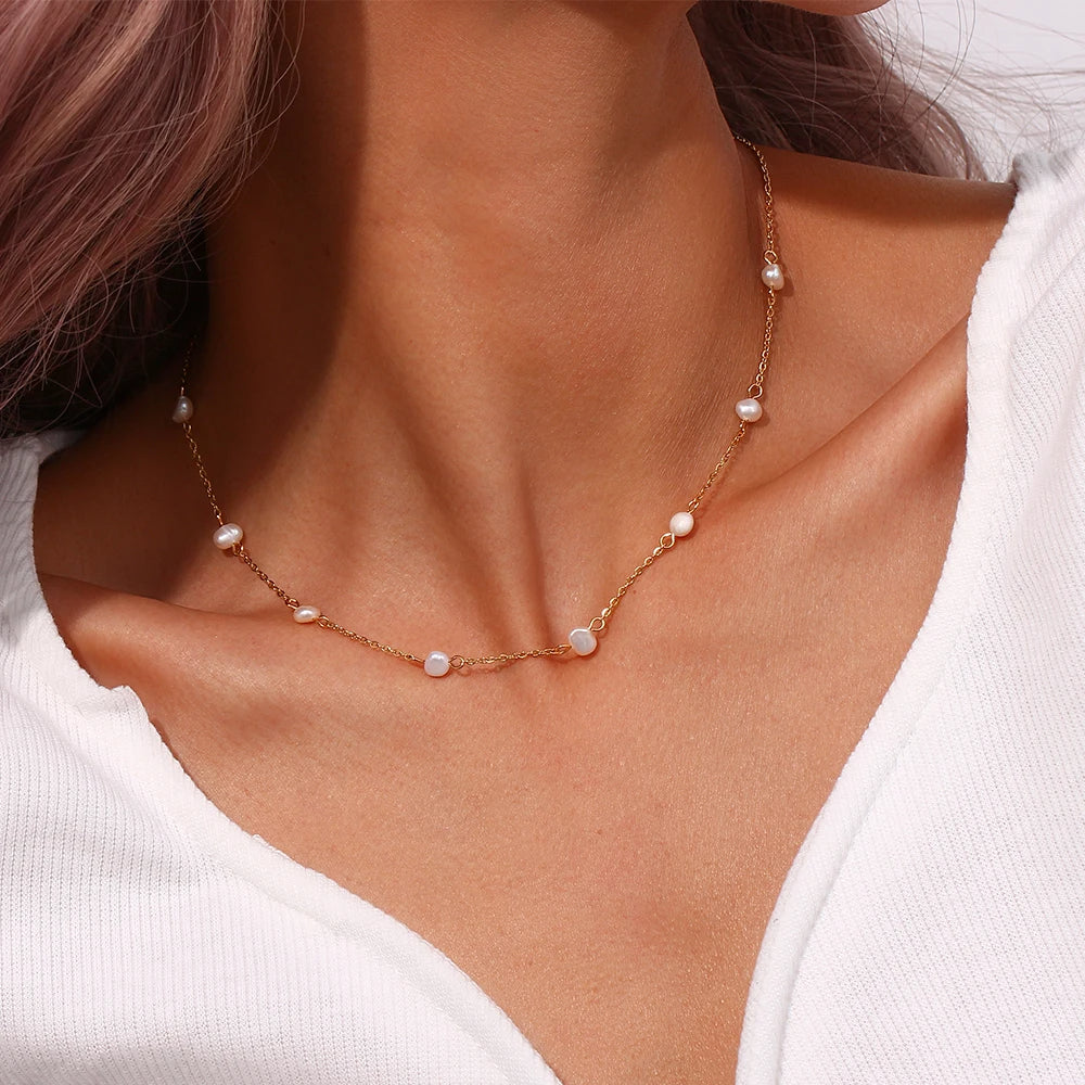 Ocean Treasures - Gold Pearl Necklace and Bracelet - Image 5