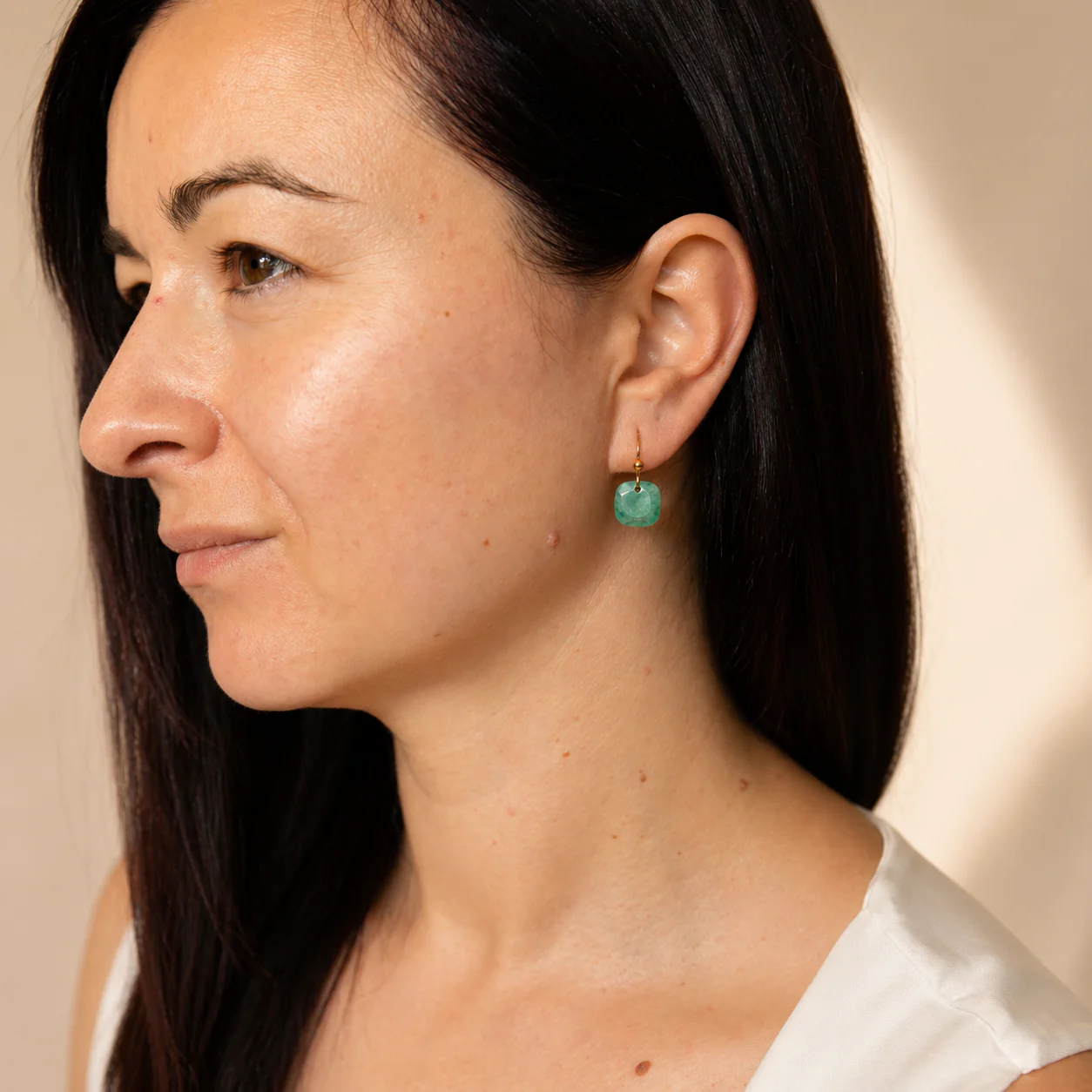 Open and Aligned - Faceted Jasper Drop Earrings - Image 3