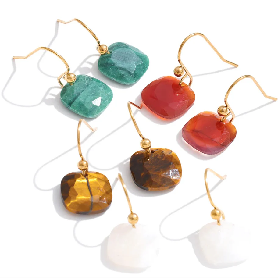 Open and Aligned - Faceted Jasper Drop Earrings - Image 5