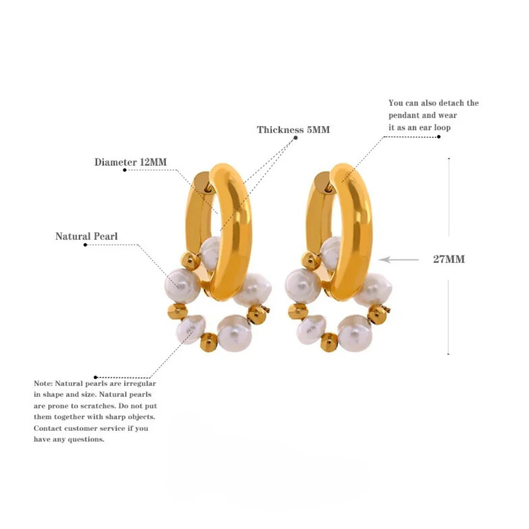 Pearl Crescents - 18k Hoop Earrings with Pearls - Image 6