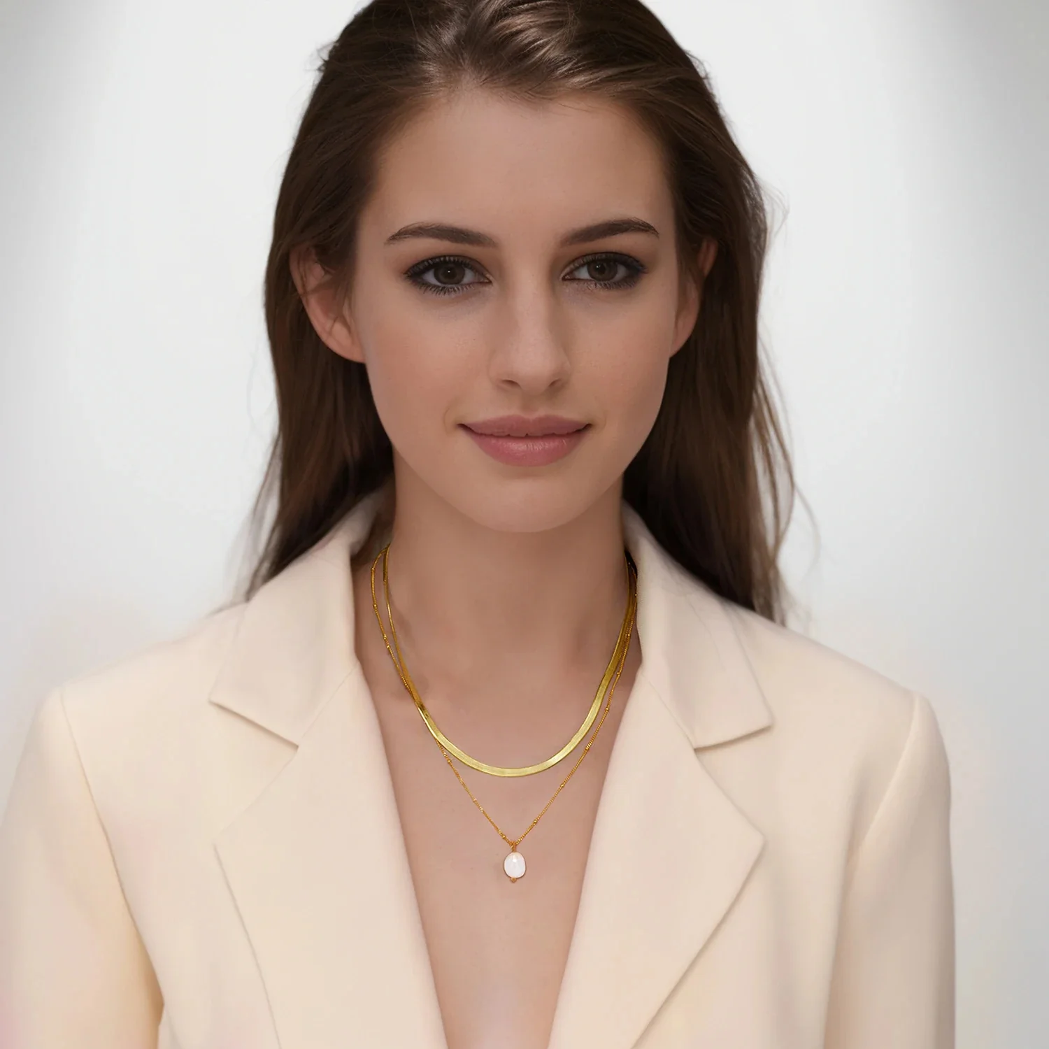 Pure Essence- Pearl Double Layer Necklace - Image 2