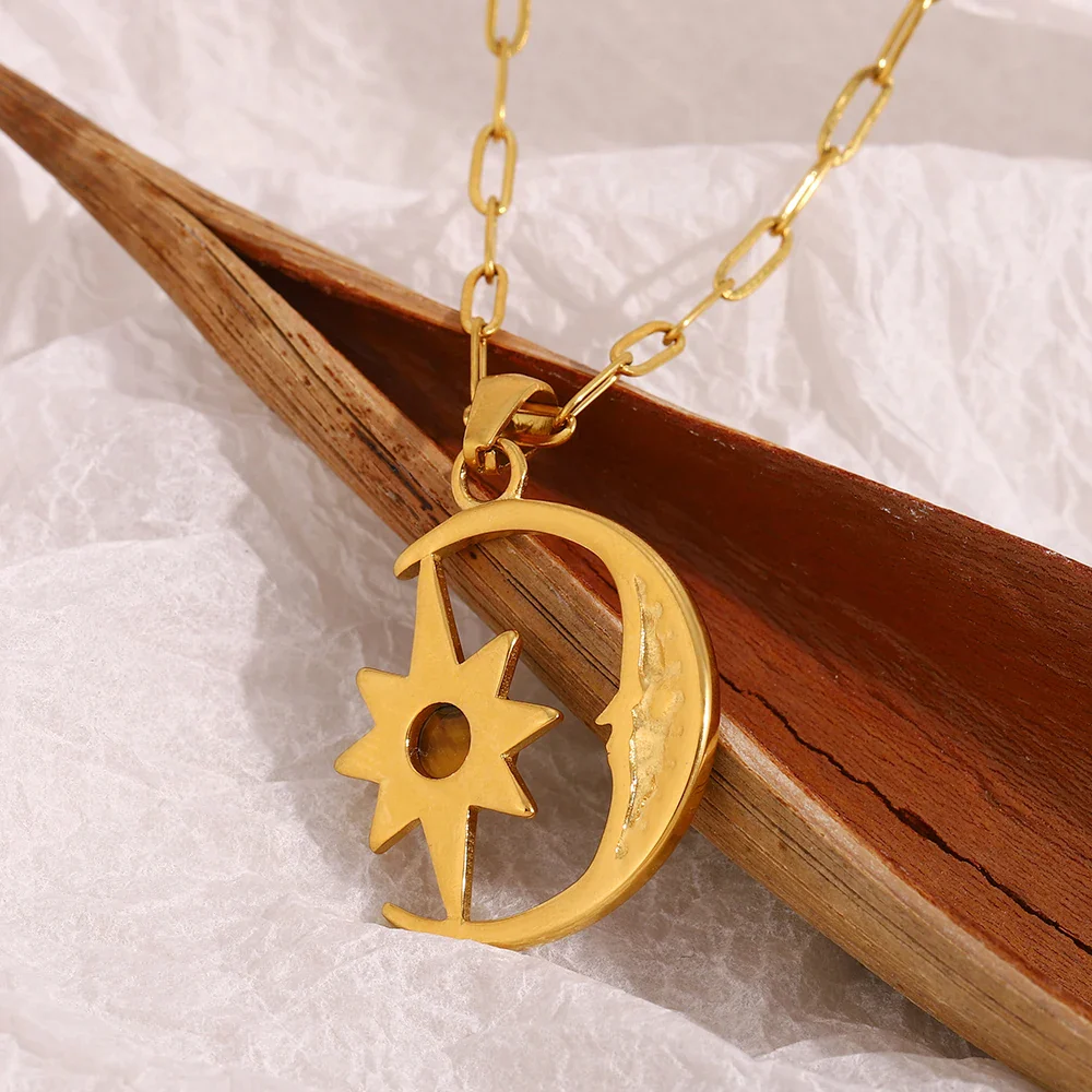 Sacred Balance - Moon Necklace with Tiger Eye - Image 4