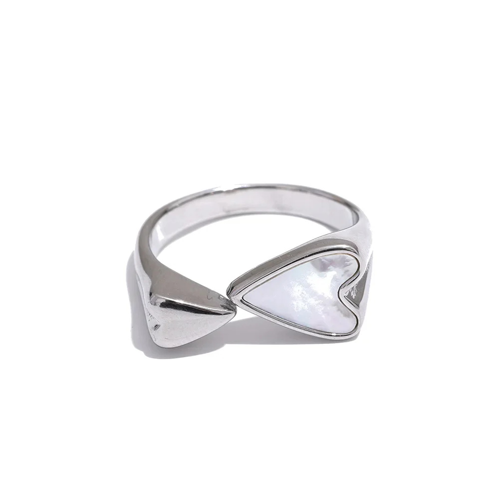 Seraphine - Heart Adjustable Ring with Mother of Pearl - Image 4
