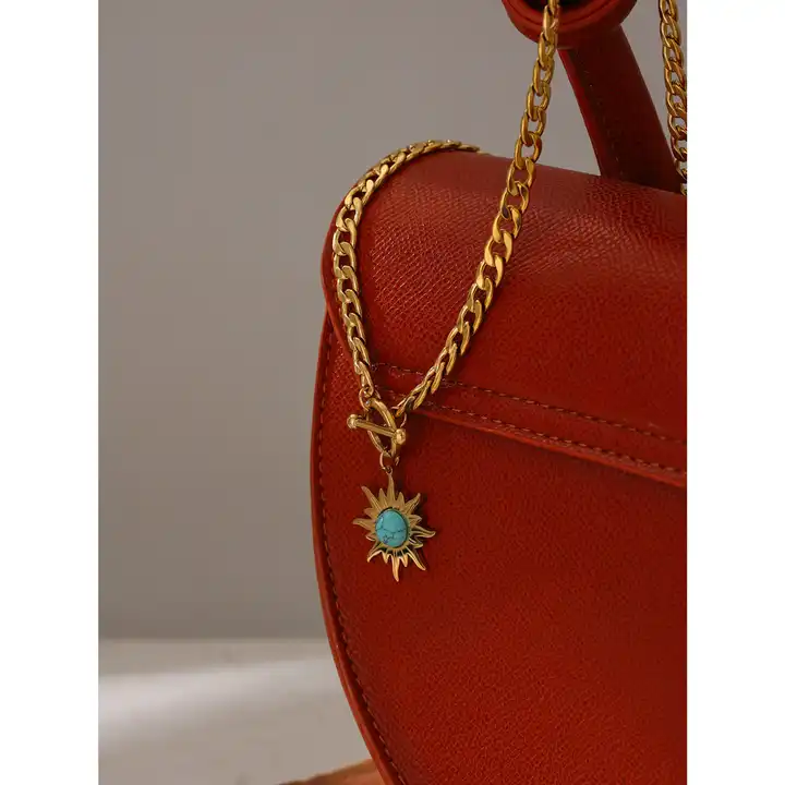 Serene Courage - 18k Sun Necklace with Turquoise - Image 4