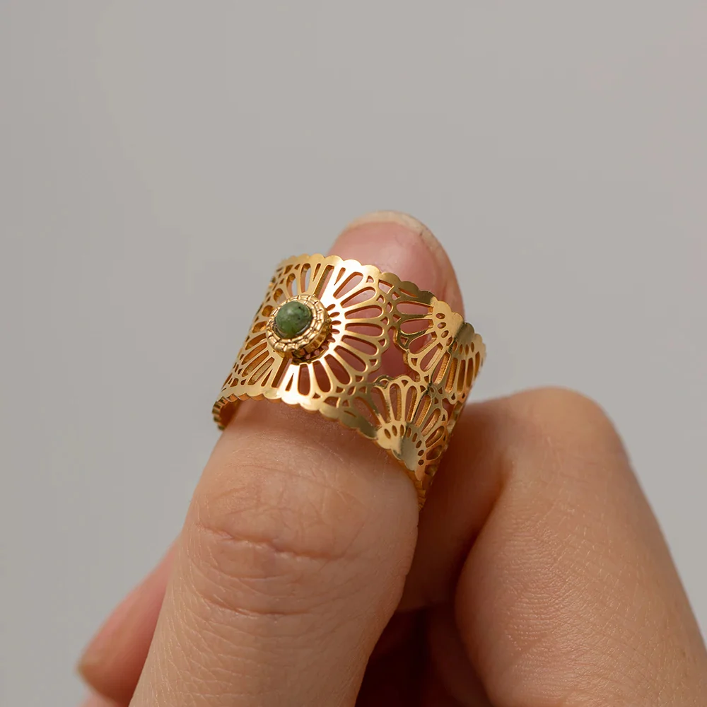 Serenity - Mandala Adjustable Ring with Jasper - Image 3
