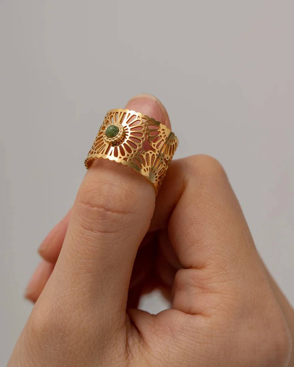 Serenity - Mandala Adjustable Ring with Jasper - Image 4
