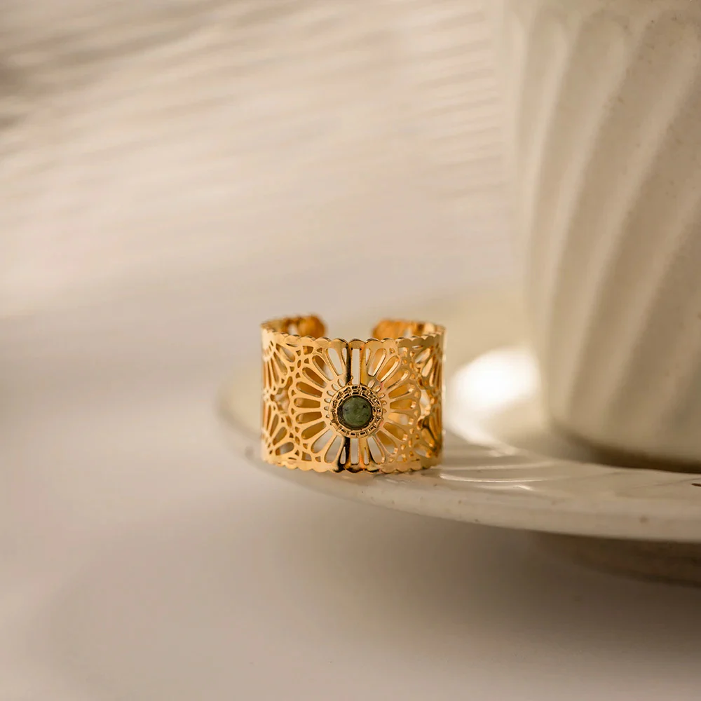 Serenity - Mandala Adjustable Ring with Jasper - Image 6