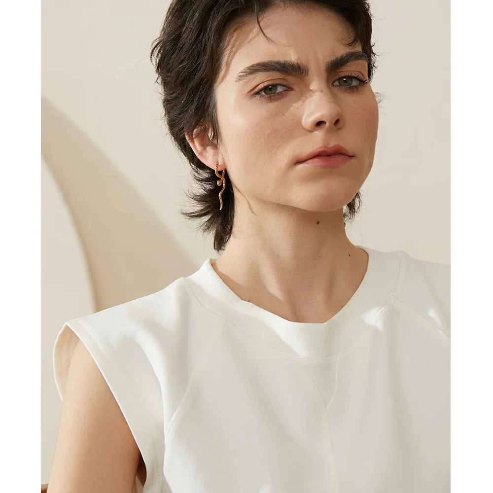 Snake Gold Hinge Hoop Earrings - Image 4