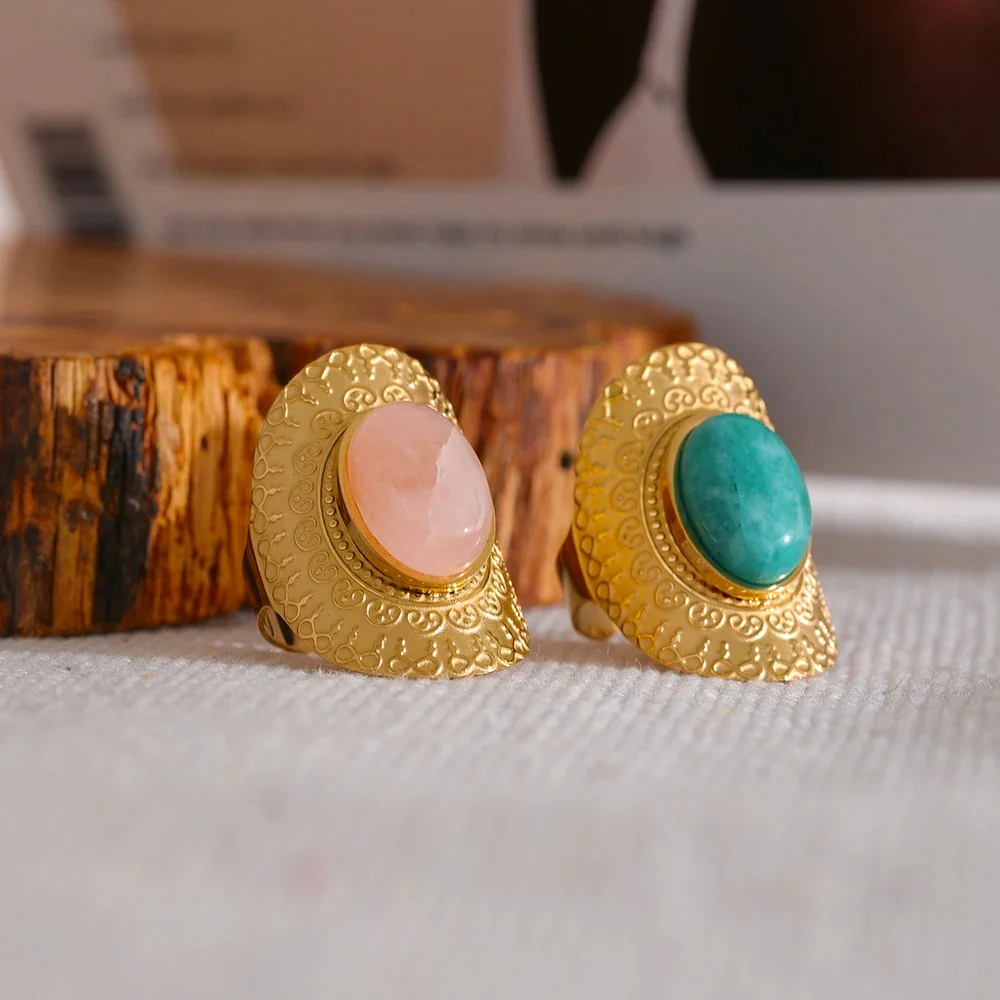 Standing Strong - Gold Adjustable Ring with Amazonite - Image 3