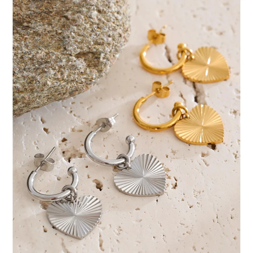 Sunburst Heart Hoop Earrings - Image 3