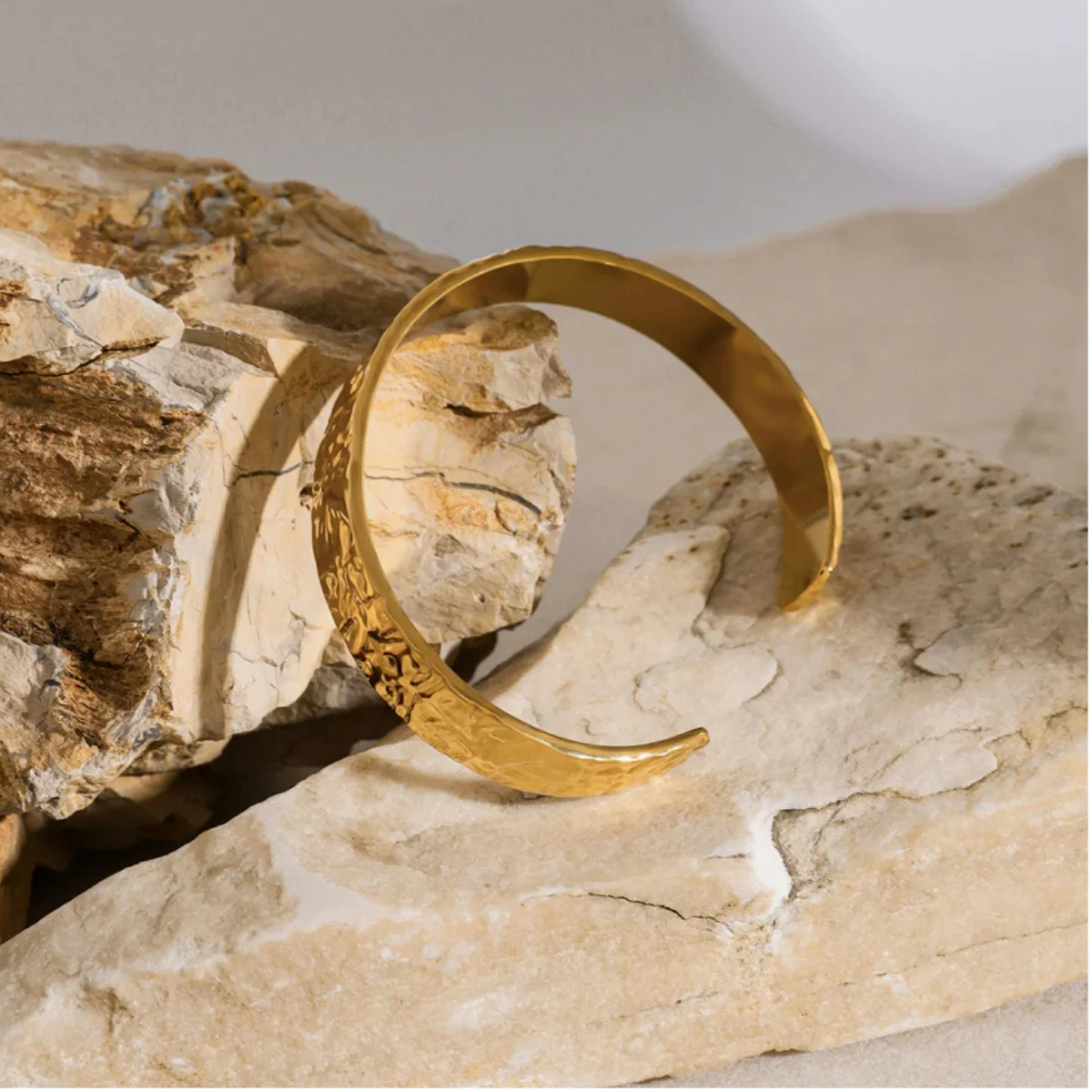 Textured Gold Cuff Bracelet - Image 3