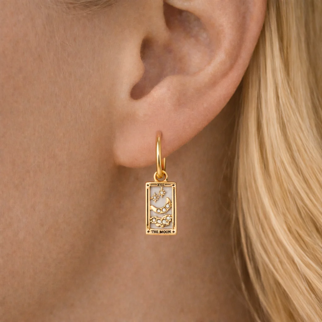 The Moon - Tarot Card Hoop Earrings - Image 2
