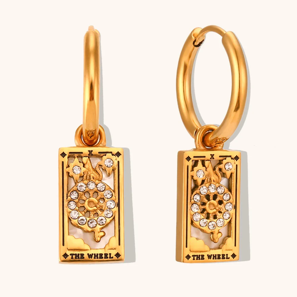 The Wheel - Tarot Card Hoop Earrings